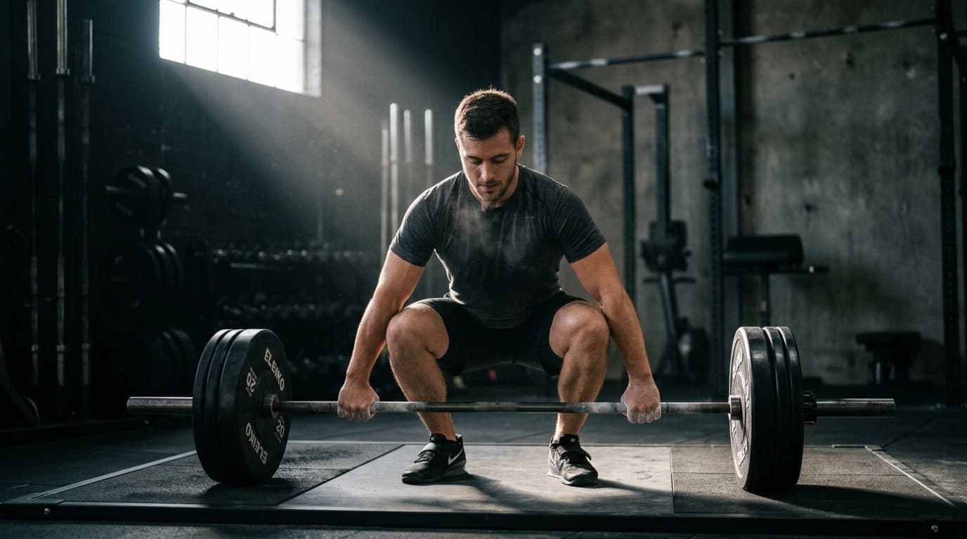 Athlete focused and preparing before a lift